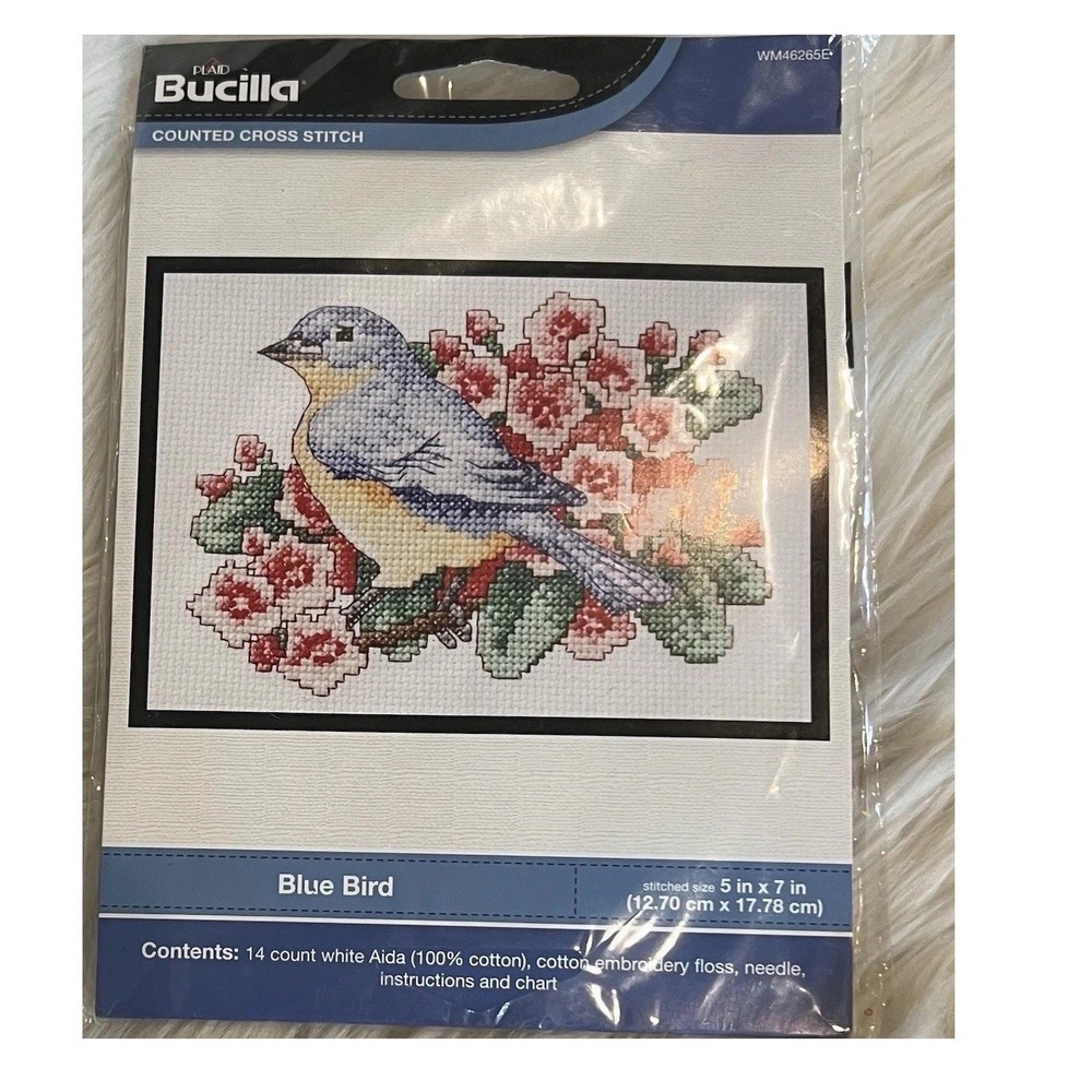 Bucilla Blue Bird Counted Cross Stitch Kit 5x7 WM46265E Flowers Nature‎ DIY